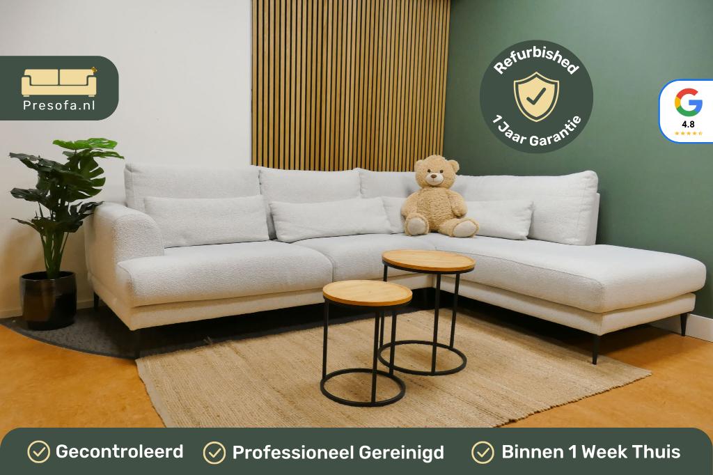 Hoekbank Pronto Bouclé Wit [Refurbished], 250 tot 300 cm, Pronto, -, -