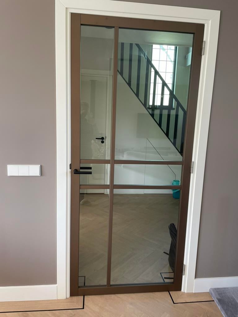 Metalic brons binnendeur 93/2115 rechtsdraaiend, Doe-het-zelf en Verbouw, Ophalen, 80 tot 100 cm, Binnendeur, Zo goed als nieuw