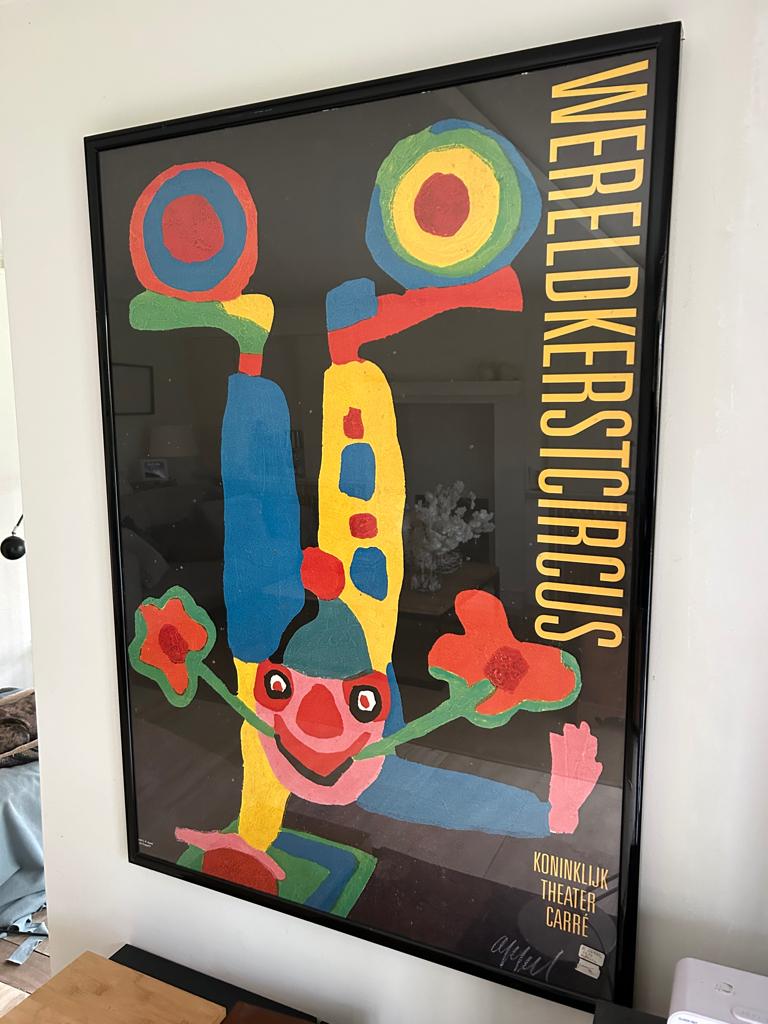 Affiche wereldkerstcircus Karel Appel, Ophalen, Rechthoekig Staand, Met lijst, Deurposter of groter
