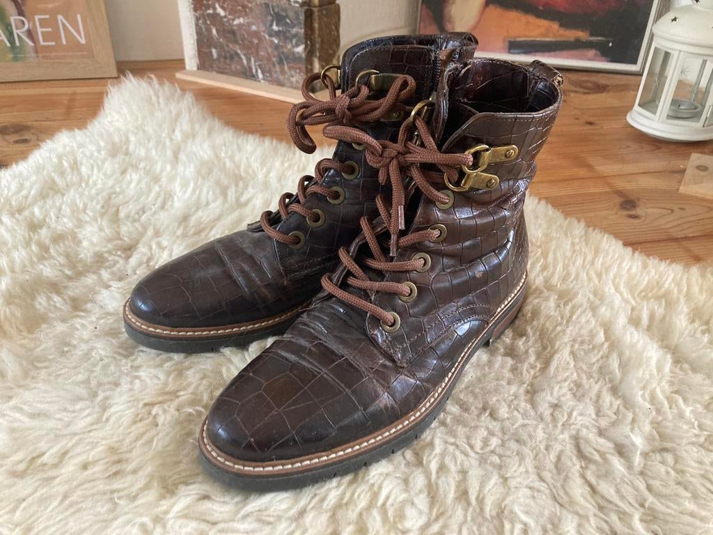 Leren veterlaarsjes 38, Ophalen, Zo goed als nieuw, Bruin