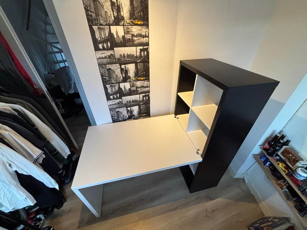 IKEA Kallax bureau met kast en bureaustoel, Huis en Inrichting, Ophalen, Met wielen, Gebruikt