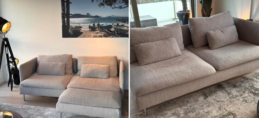 2 Ikea banken lounge deel en losse bank, Söderhamn., Huis en Inrichting, Ophalen, 150 tot 200 cm, Zo goed als nieuw, Vierpersoons of meer