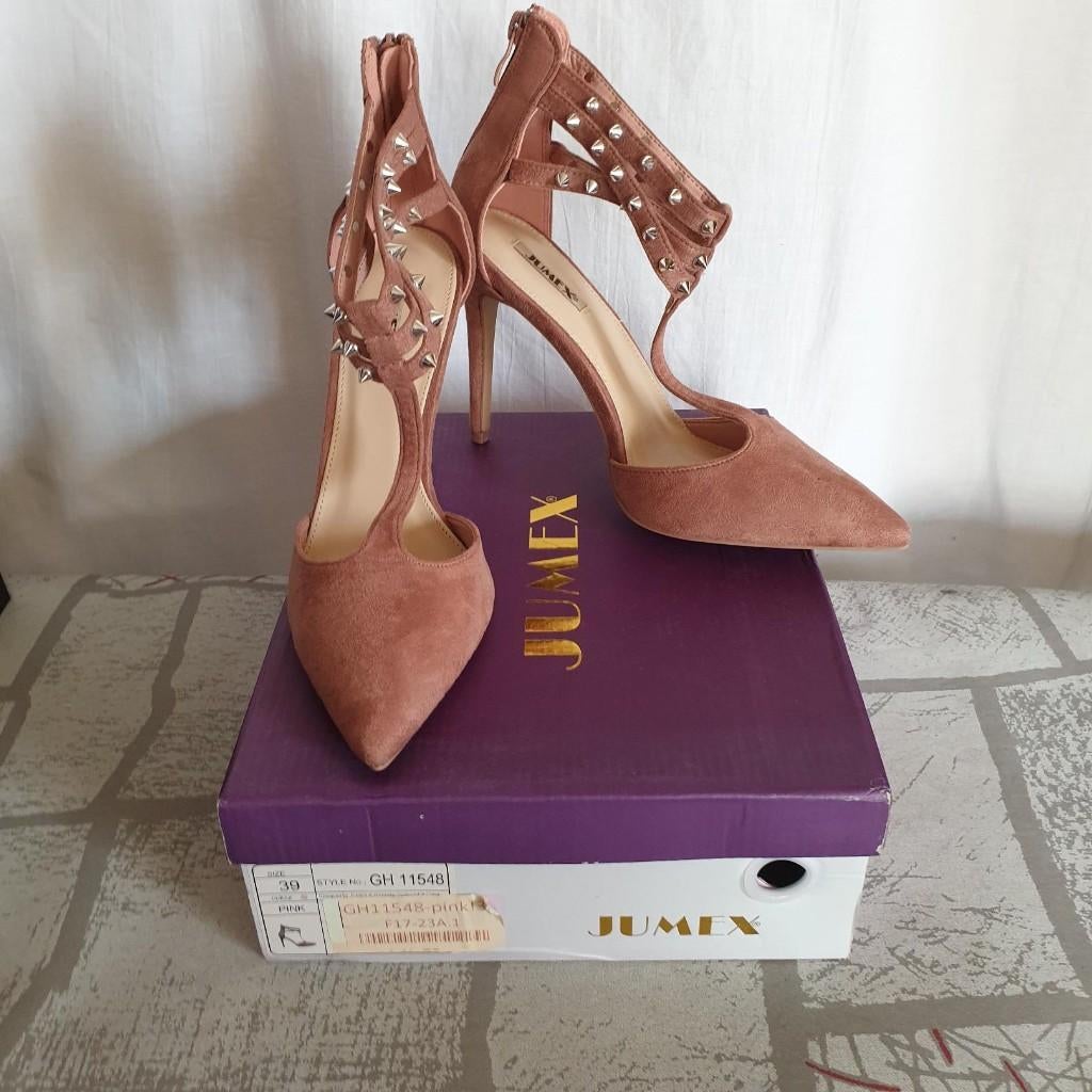 Stoere pumps, oudroze met STUDS! Mt 38+39+40. Merk Jumex, Pumps, ., Ophalen of Verzenden, Zo goed als nieuw