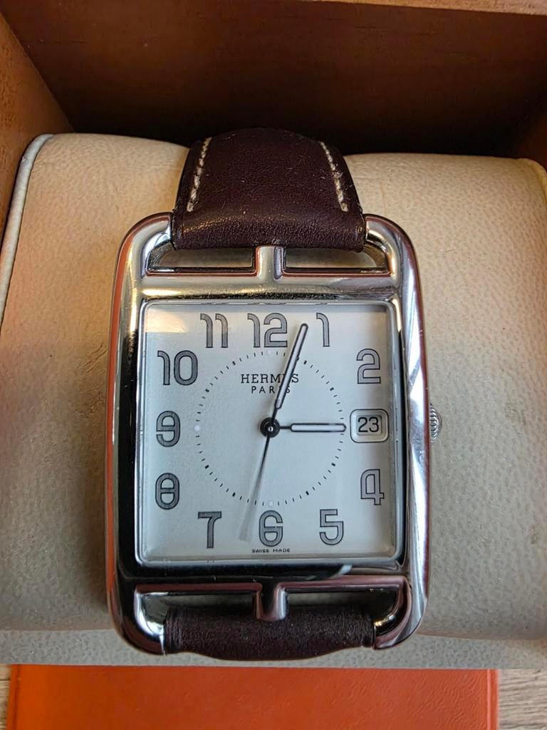 Hermes Cape Cod Heren Horloge - Zgan, bj 2004, Overige merken, Leer, Staal, Polshorloge