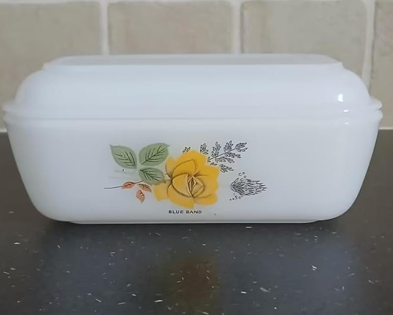 Arcopal vintage botervloot voor Blue band, Overige typen, Ophalen of Verzenden, Overige stijlen, Glas