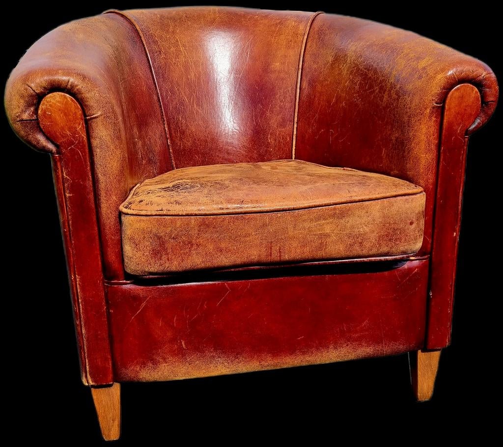 Schapenleren Fauteuil + Hocker - GRATIS BEZORGING