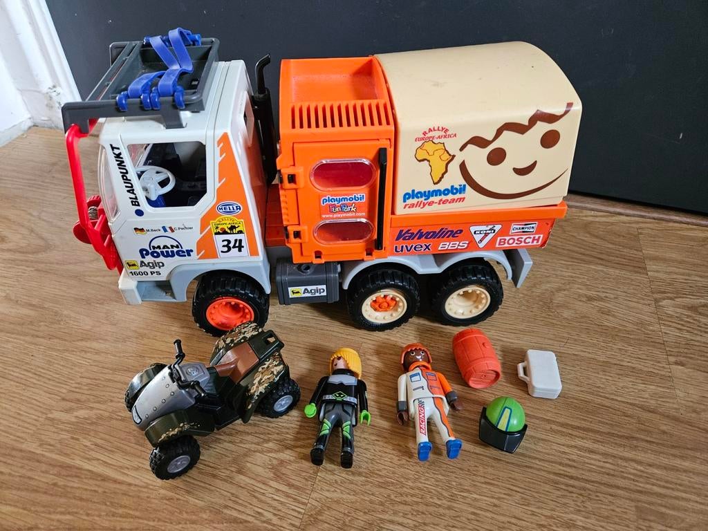 Playmobil rally truck met quad en racer avontuur offroad, Ophalen of Verzenden, Gebruikt, Complete set
