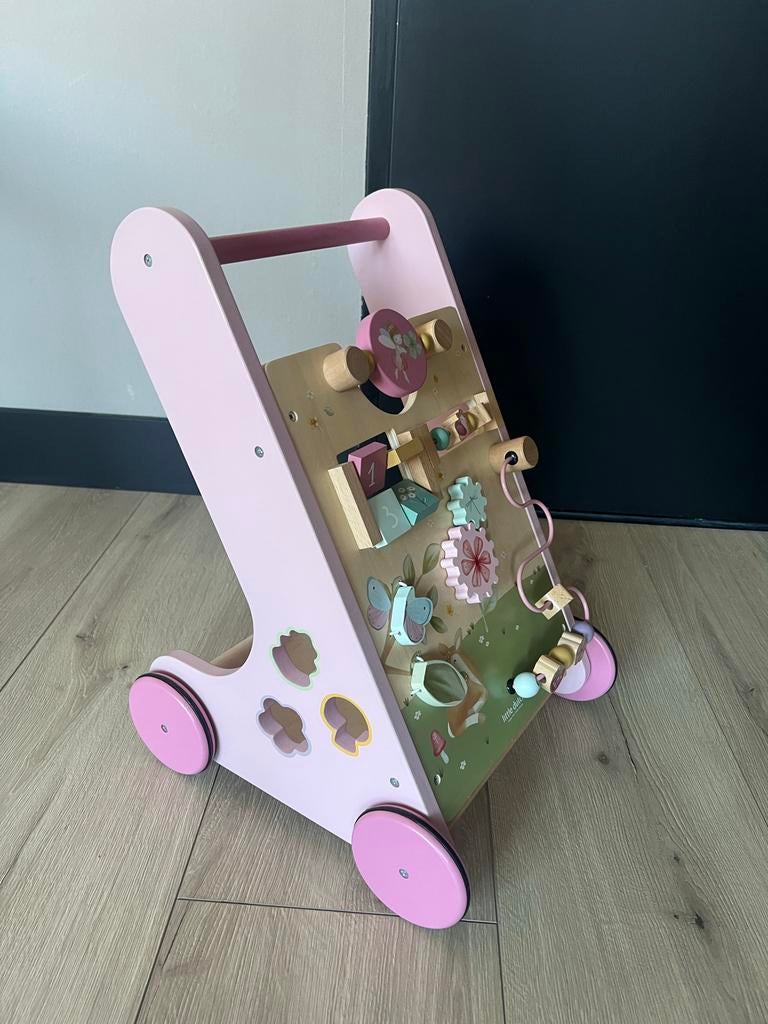 Little Dutch Houten Loopwagen Roze met Activiteitenbord, Kinderen en Baby's, Ophalen, Zo goed als nieuw, Overige typen, Met wieltjes