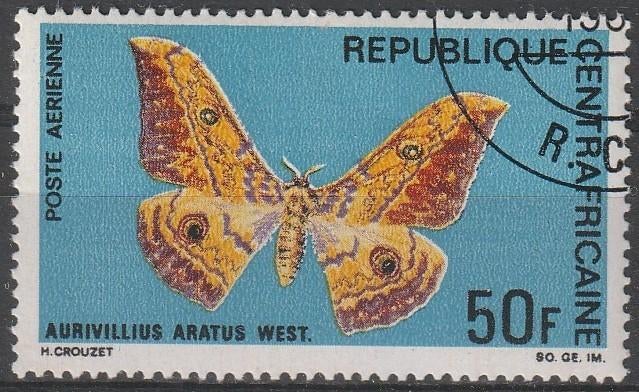 1703. Centraal Afrika 186 gest. Vlinder, Ophalen of Verzenden, Overige landen, Gestempeld