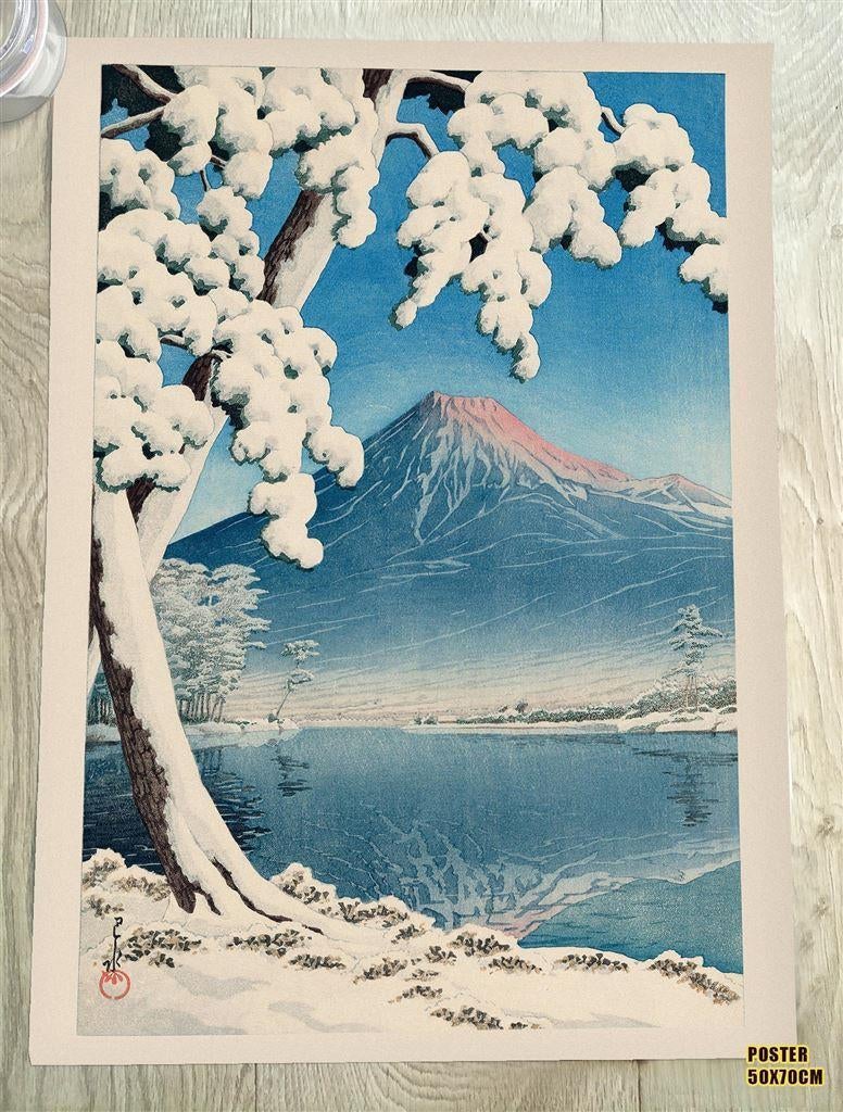 Kawase Hasui Kunst Poster Ukiyo E Winter Shin hanga, Ophalen of Verzenden, Nieuw, A1 t/m A3, Film en Tv
