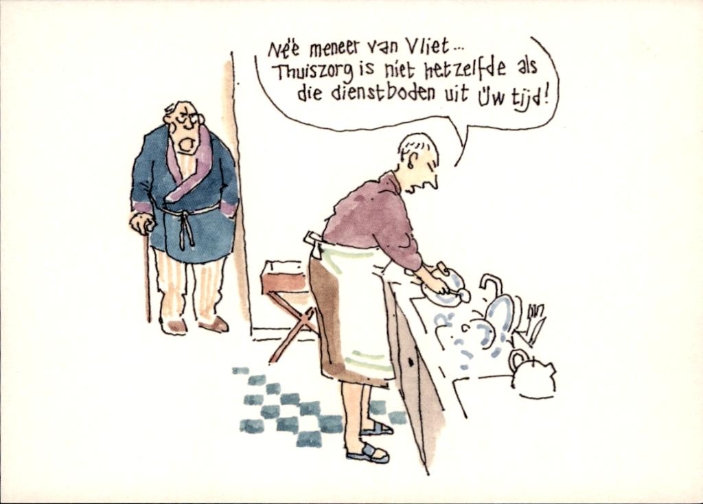 Nee meneer Ban Vliet, thuiszorg is geen dinestbode. Humor, Verzamelen, Verzenden, 1980 tot heden, Ongelopen, Overige thema's