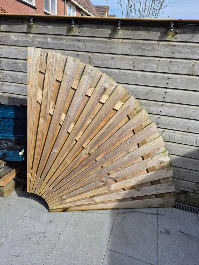 Decoratief waaier scherm van douglas hout - 150cm, Ophalen of Verzenden, Hout, 150 tot 200 cm
