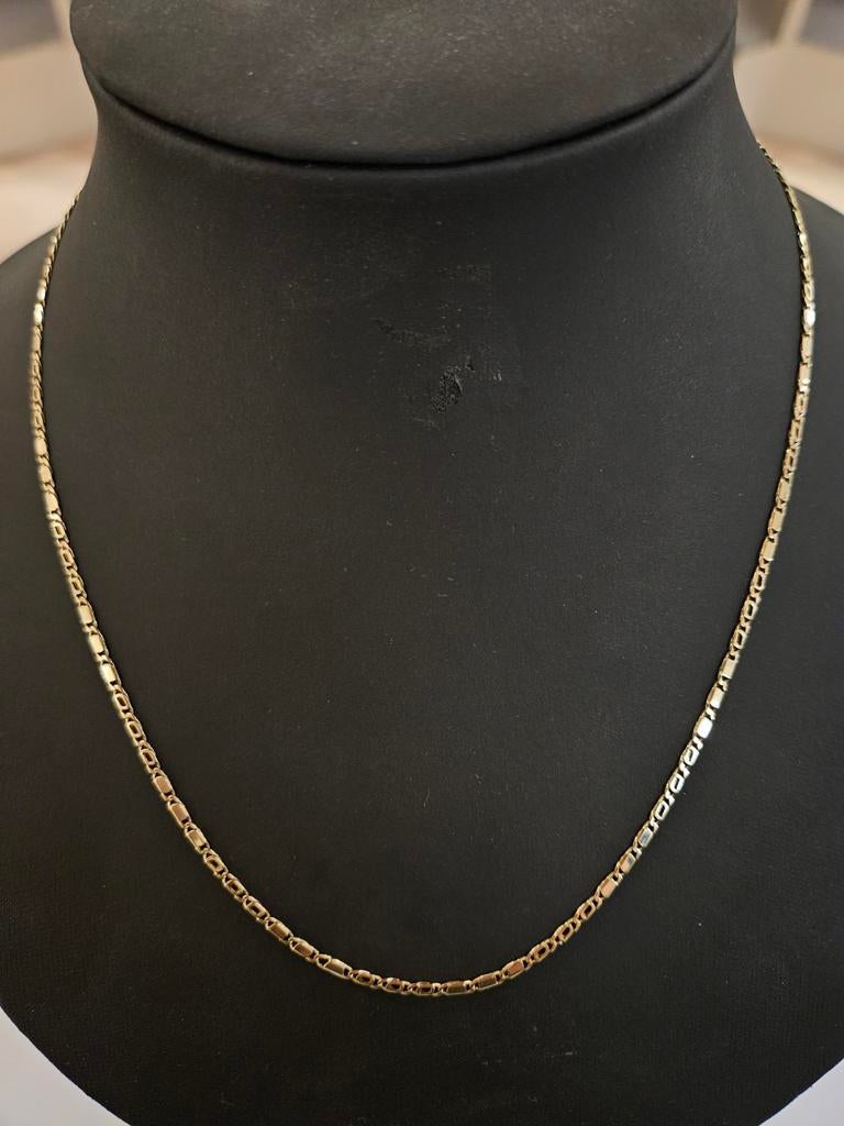 14 karaats gouden Valkenoog schakel ketting geelgoud 45 cm, Verstelbaar, Ophalen of Verzenden, Zo goed als nieuw, Goud