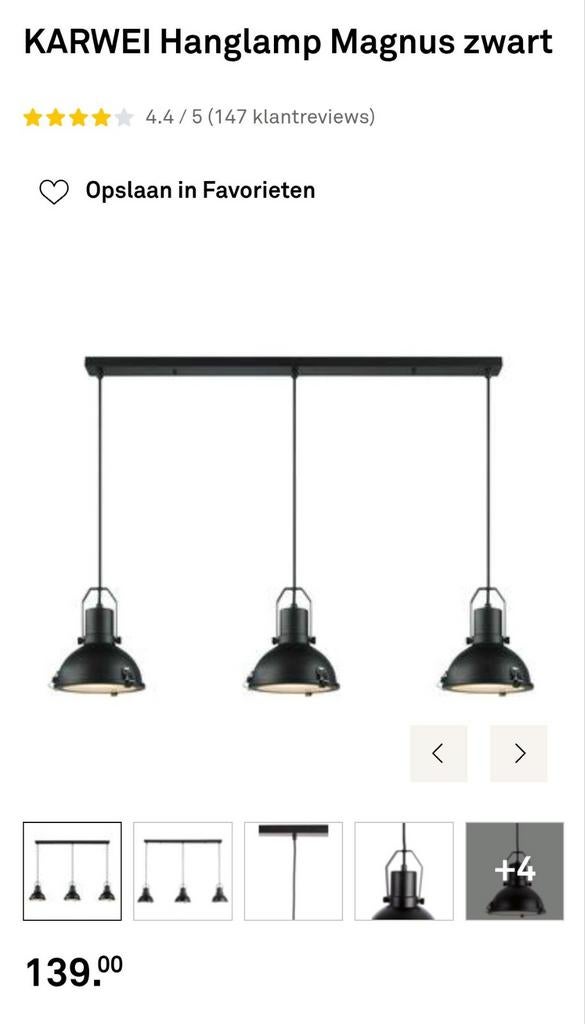 Hanglamp Magnus Zwart, Ophalen, Zo goed als nieuw, Metaal, Industrieel