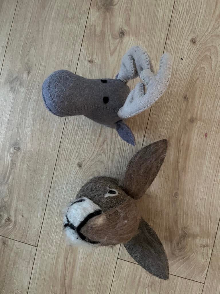 Wild & Soft Dierenkoppen: Rendier & Ezel Pluche Wanddecorati, Ophalen of Verzenden, Gebruikt