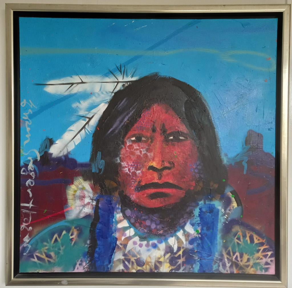 Origineel schilderij Espen Gregor Hagen - Indiaan, Ophalen