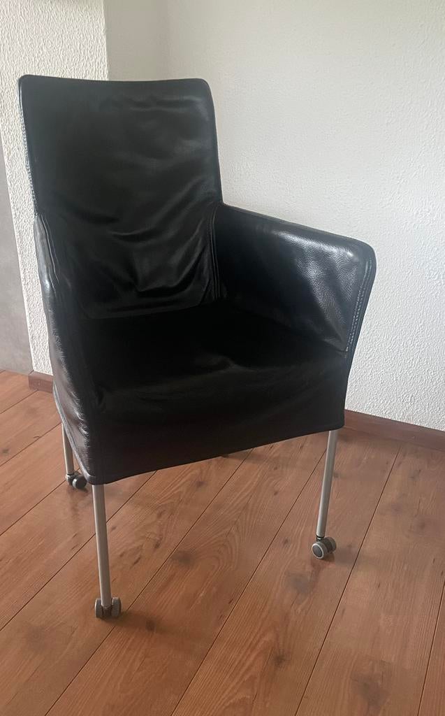 Leren eetkamerstoelen 8 x, Huis en Inrichting, Stoelen, Ophalen, Gebruikt, Zwart, Leer