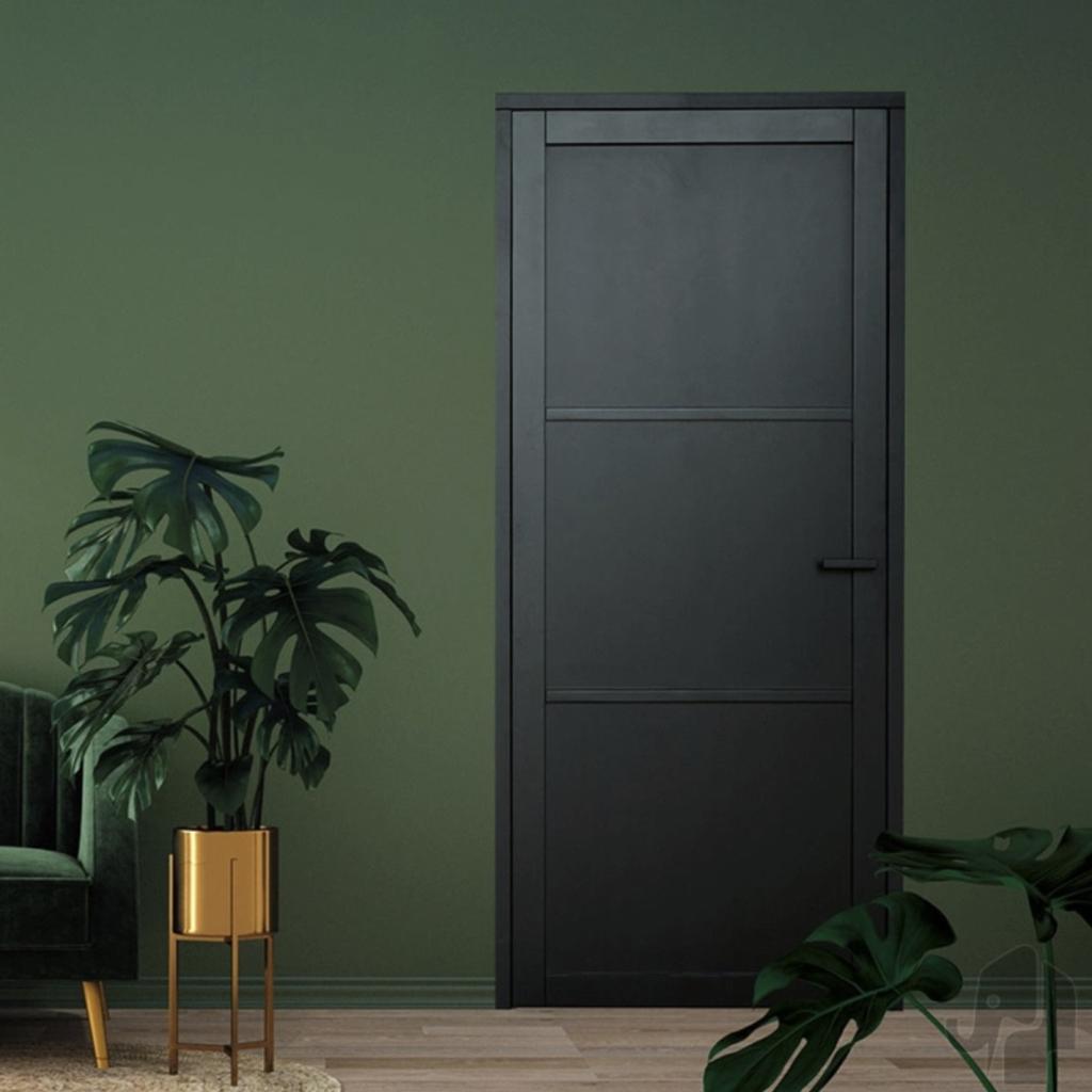 Voorgelakte zwarte binnendeur paneeldeur Livorno, Niet ingevuld, 80 tot 100 cm, Binnendeur, Niet ingevuld