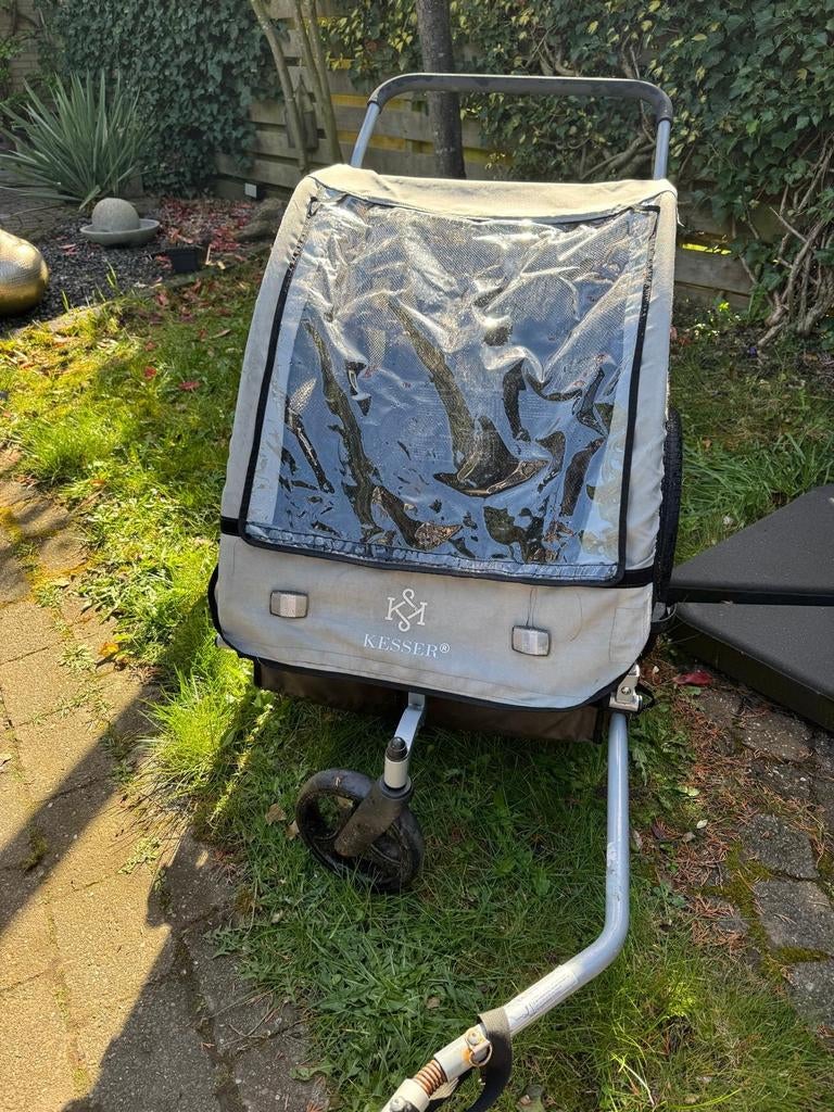 Kinderfietskar / Fietsaanhanger – KESSER – Lichtgrijs, Ophalen of Verzenden, Gebruikt, Kinderkar