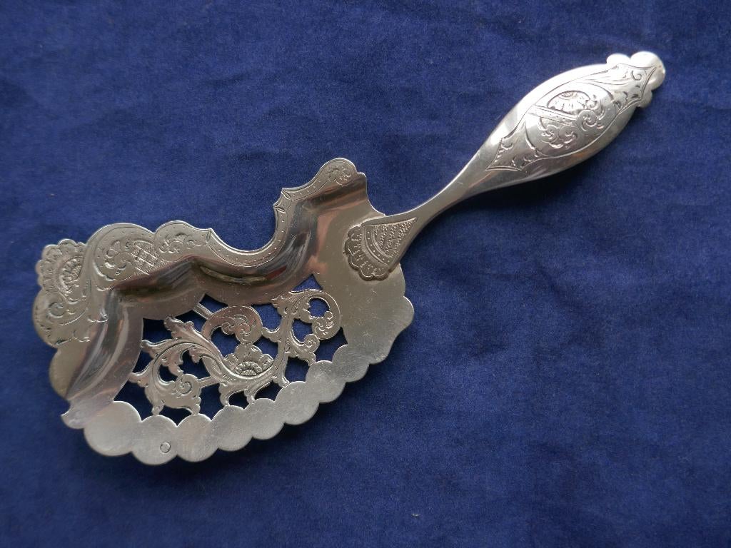 1 zilveren natfruitschep 1854 der kinderen amsterdam u, Ophalen of Verzenden, Zilver