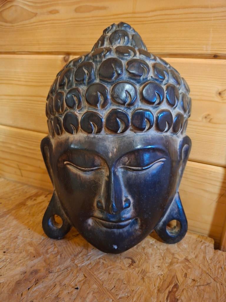 Mooi houten boeddha hoofd ,houten masker, Huis en Inrichting, Woonaccessoires | Boeddhabeelden, Ophalen of Verzenden, Zo goed als nieuw
