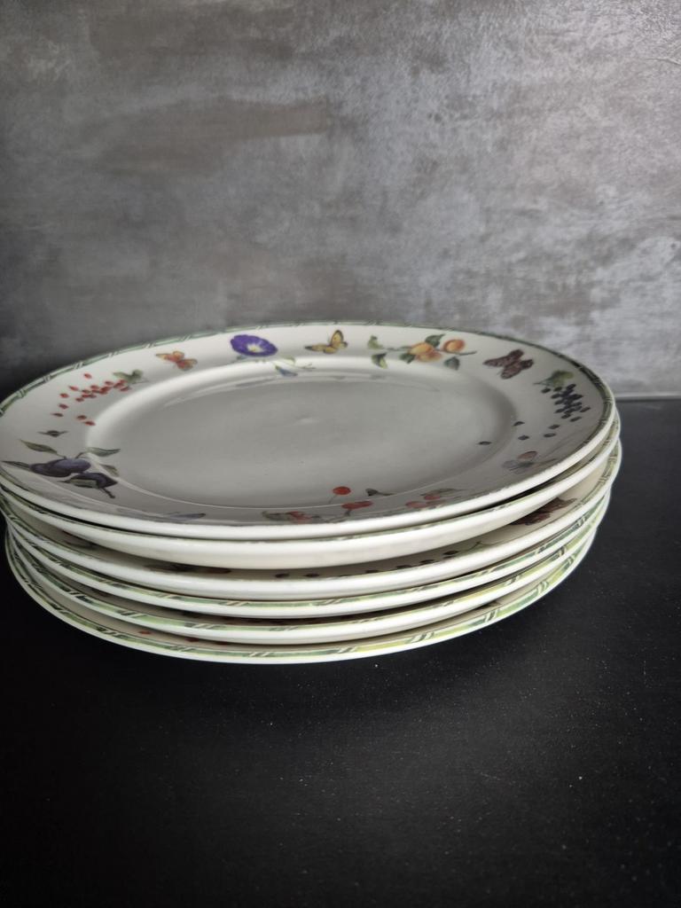 6 borden Janneke Brinkman Fruit & Flowers, Overige materialen, Gebruikt, Ophalen of Verzenden, Bord(en)