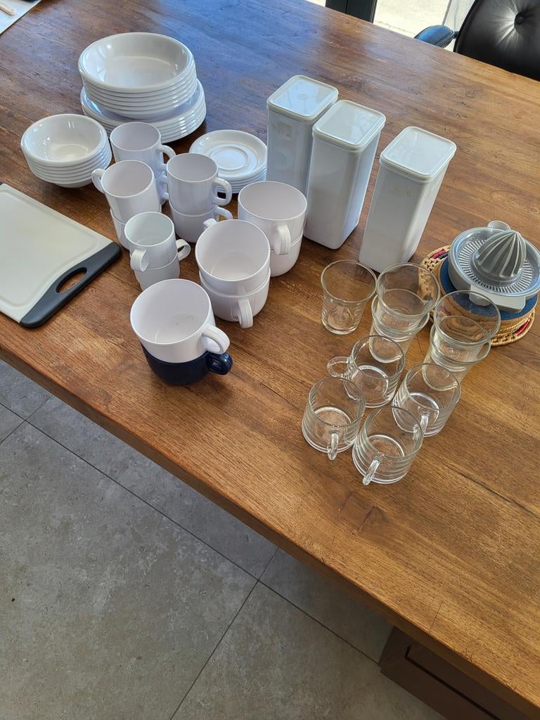 Mepal & Duralex 6-persoons camping servies wit, Caravans en Kamperen, Ophalen of Verzenden, Gebruikt