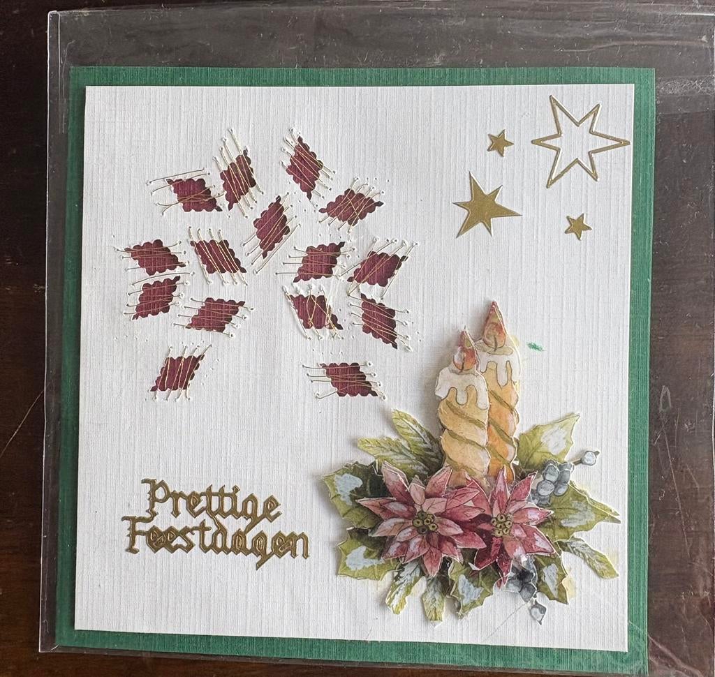 Nieuwe zelfgemaakte kerstkaart 3D en borduur, Ophalen of Verzenden, Nieuw, Kerst