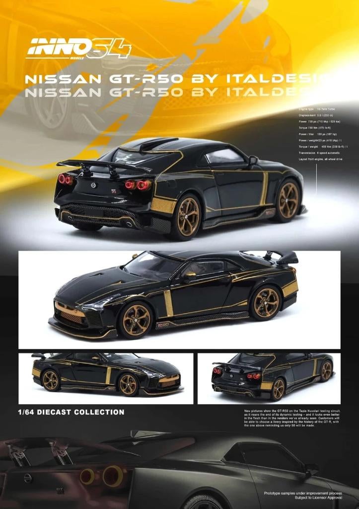 Nissan GT-R50 van Inno64 1/64 By Italdesign black, Ophalen of Verzenden, Nieuw, Auto