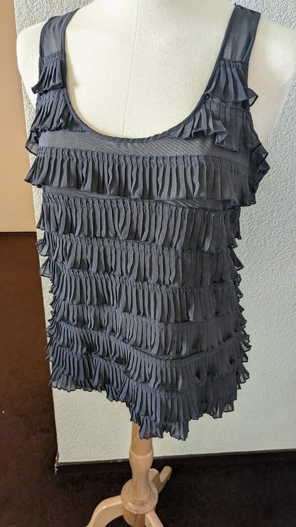 Roezel top - H&M - M, Kleding | Dames, Tops, Zo goed als nieuw, Maat 38/40 (M), Grijs, Zonder mouw, Verzenden