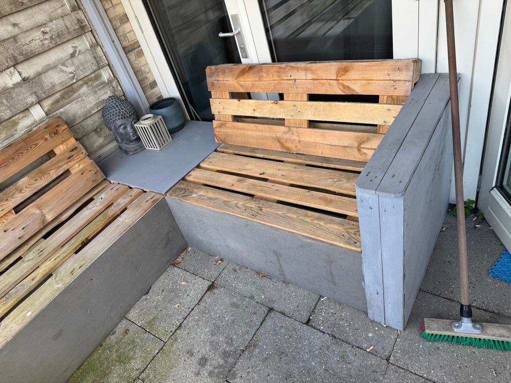 tuinset pallets bank, Ophalen, Gebruikt, Hout
