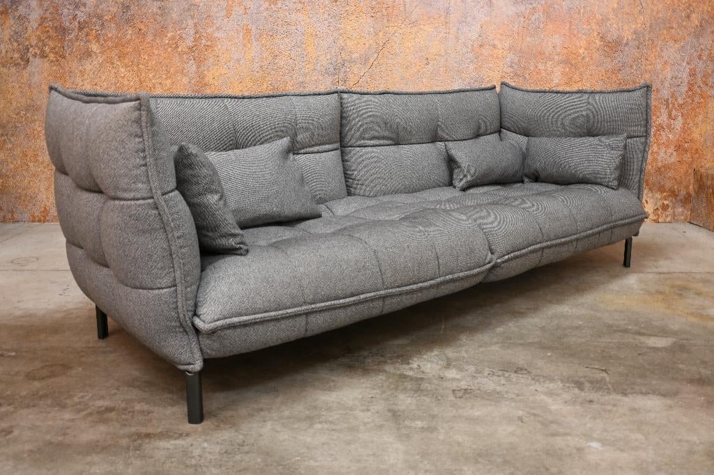 ZGAN! grijze stoffen exclusieve B&B Italia Husk design bank, 250 tot 300 cm, 100 tot 125 cm, Ophalen of Verzenden, Zo goed als nieuw