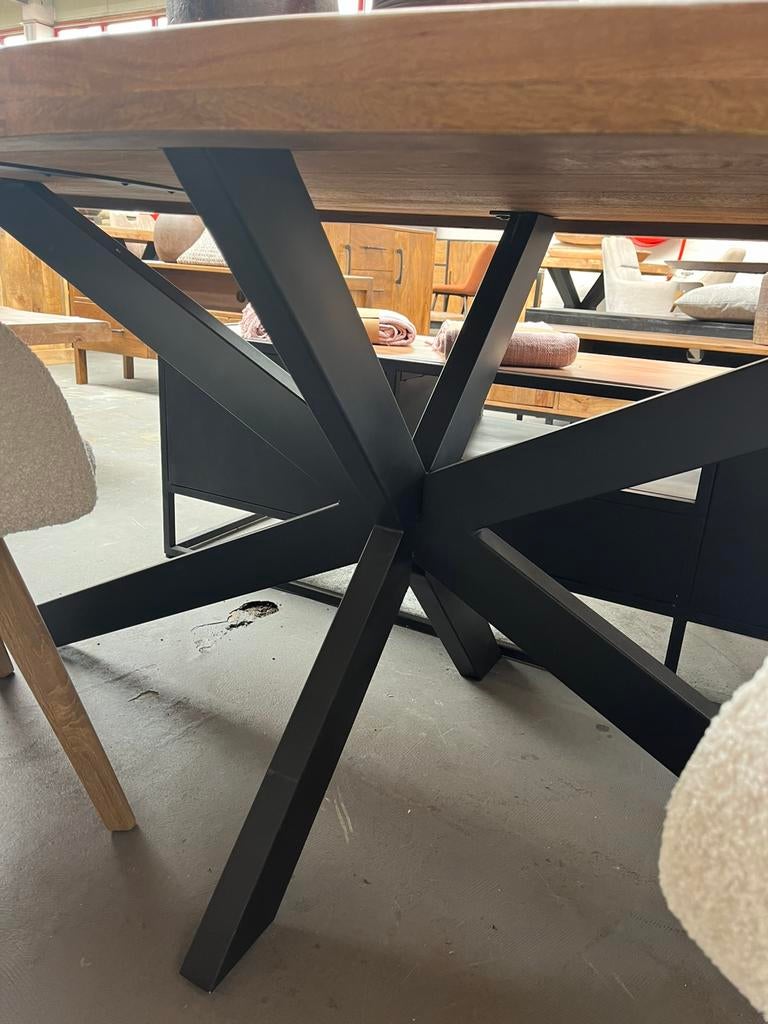 Magazijn leegverkoop eettafel ovaal mangohout matrix zwart, Nieuw, Ophalen of Verzenden, Info@wkhome.nl, Argonweg 20 Amersfoort