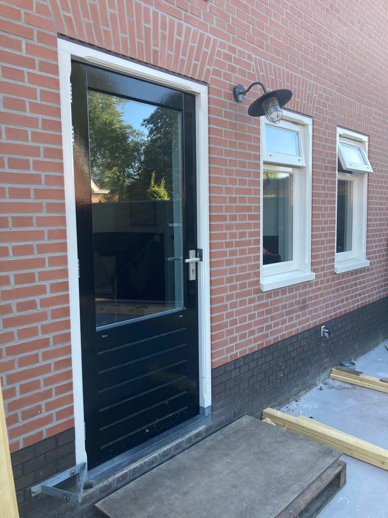 Deur met kozijn en drie raamkozijnen, Ophalen, Hout, 75 tot 150 cm, Raamkozijn