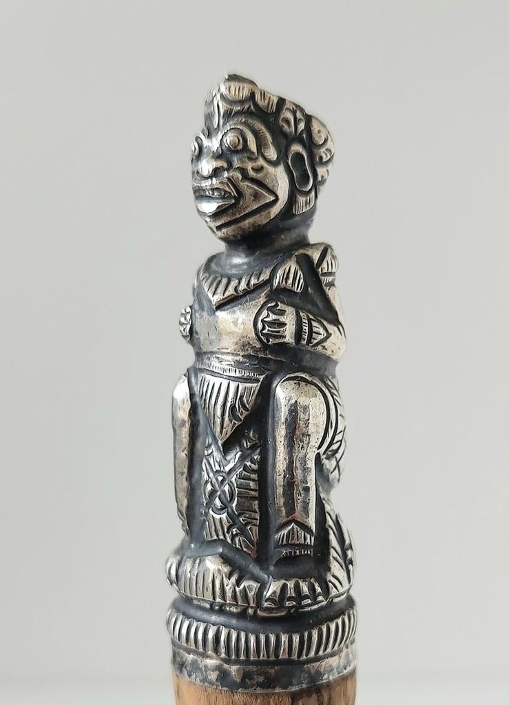 Antieke Zilveren Handgreep Kris Keris Heft Mesheft, Antiek en Kunst, Verzenden