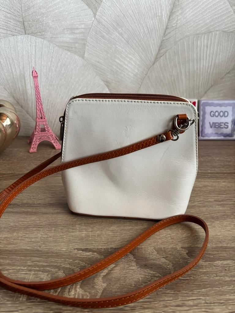 Leren schoudertasje Vera Pelle, Verzenden, Zo goed als nieuw, Bruin, Schoudertasje