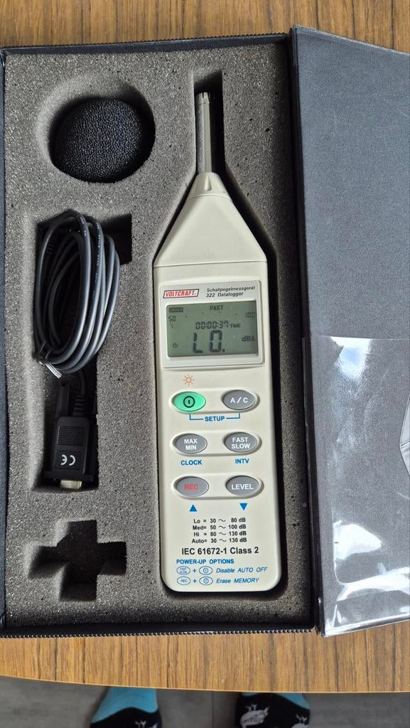 Decibel meter -  Voltcraft 322 data logger Sound Level Meter, Verzenden, Zo goed als nieuw, Audio