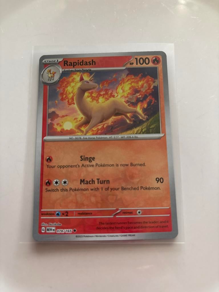 Pokémon Kaart Rapidash 078/165 - Nieuwstaat, Ophalen of Verzenden, Zo goed als nieuw, Losse kaart