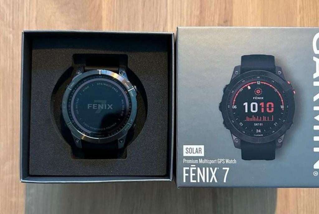 Garmin solar fenix 7, Sieraden, Tassen en Uiterlijk, Sporthorloges, Ophalen, Zo goed als nieuw, Zwart, Android