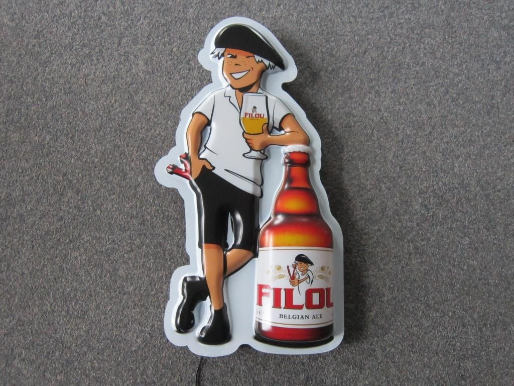 FILOU BIER LED LICHTRECLAME, Verzamelen, Biermerken, Ophalen, Zo goed als nieuw, Overige typen, Overige merken