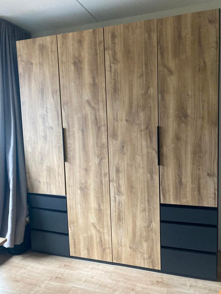 Luxe eiken kledingkast (gekocht bij Woonexpress), Ophalen, 200 cm of meer, Eikenhout, Zo goed als nieuw