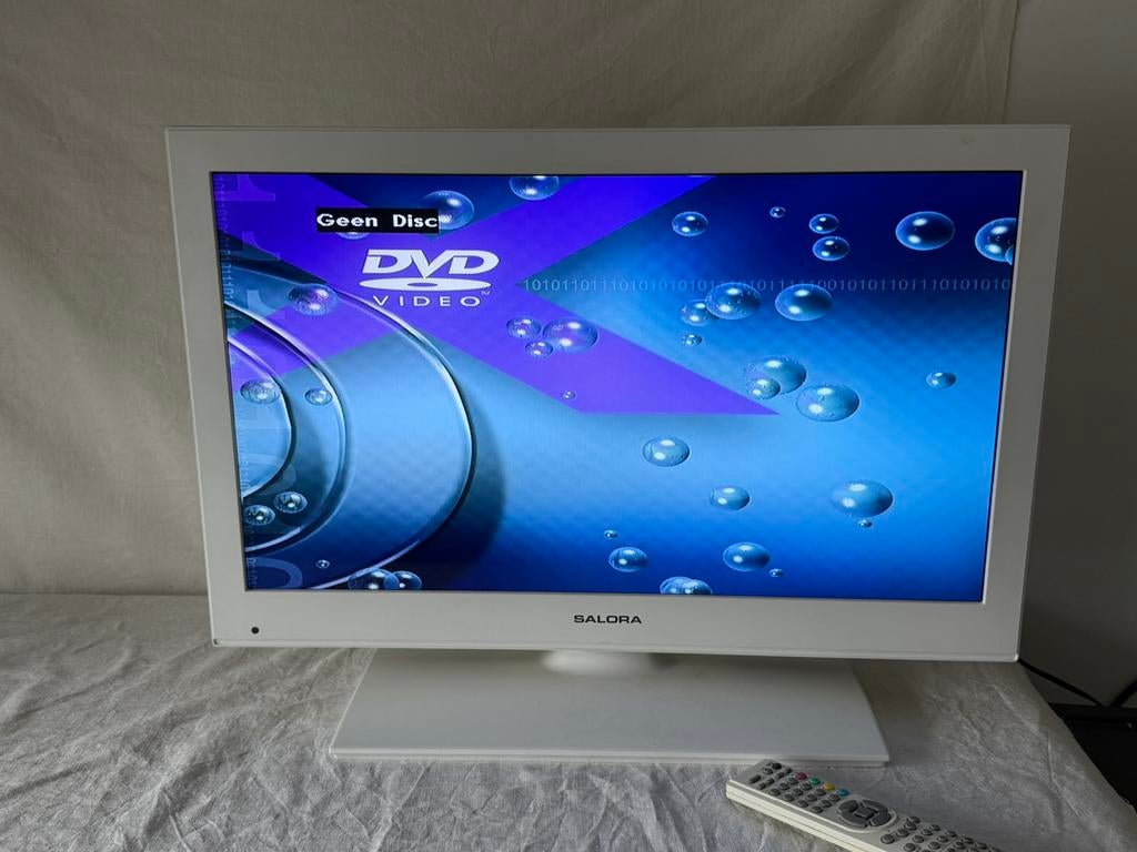 Stijlvolle Witte Salora 26" LED TV met Ingebouwde DVD-speler, Ophalen, Zo goed als nieuw, 50 Hz, Overige merken