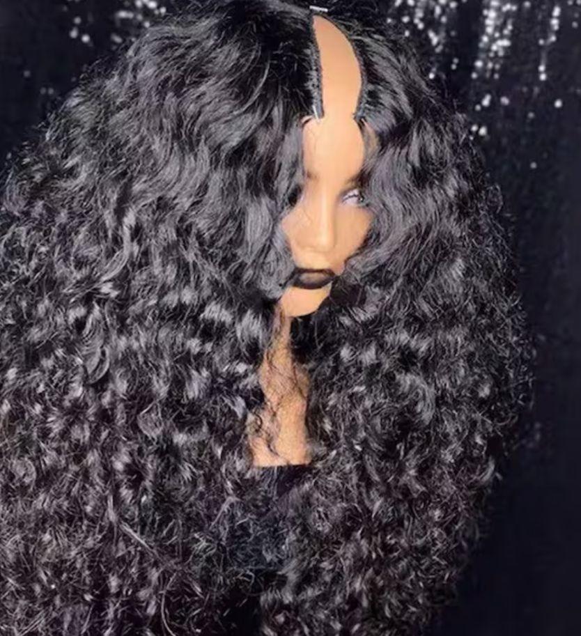 22 inch Burmese loose curly V-part pruik 250% dichtheid, Ophalen of Verzenden, Zo goed als nieuw, Pruik of Haarverlenging