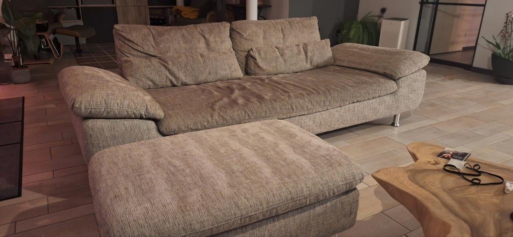 Montel Loungebank met Poef - Instelbare Diepte, Ophalen, Gebruikt, Stof, Modern