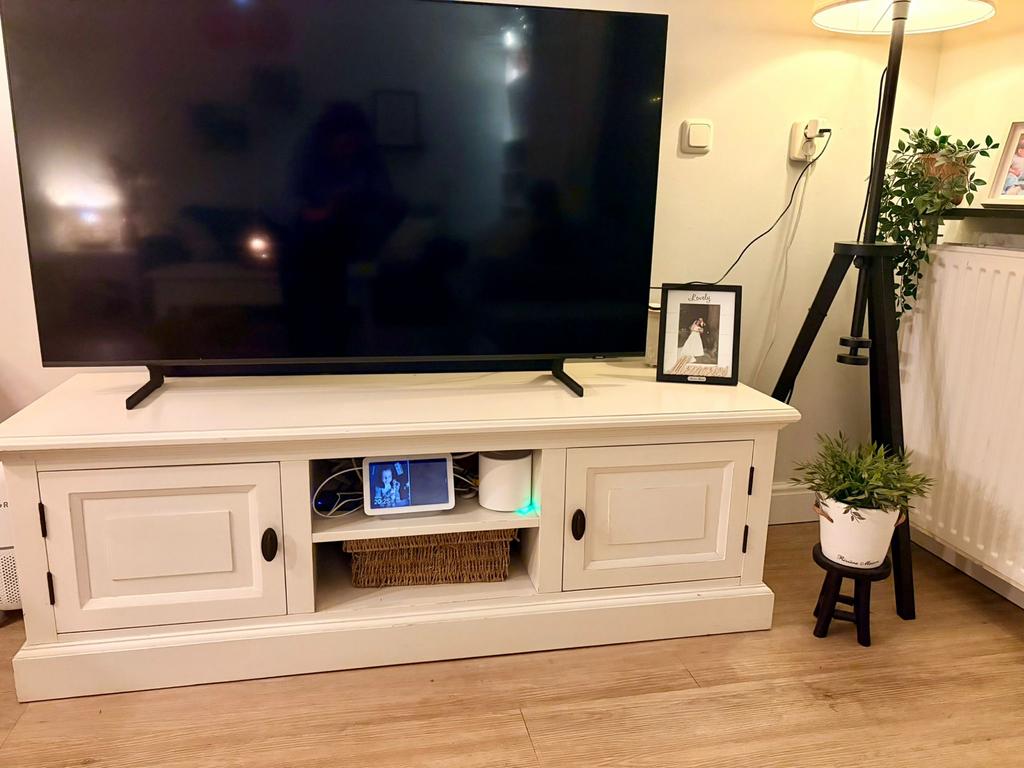 Wit Tv meubel, Ophalen, 100 tot 150 cm, Zo goed als nieuw, Minder dan 100 cm