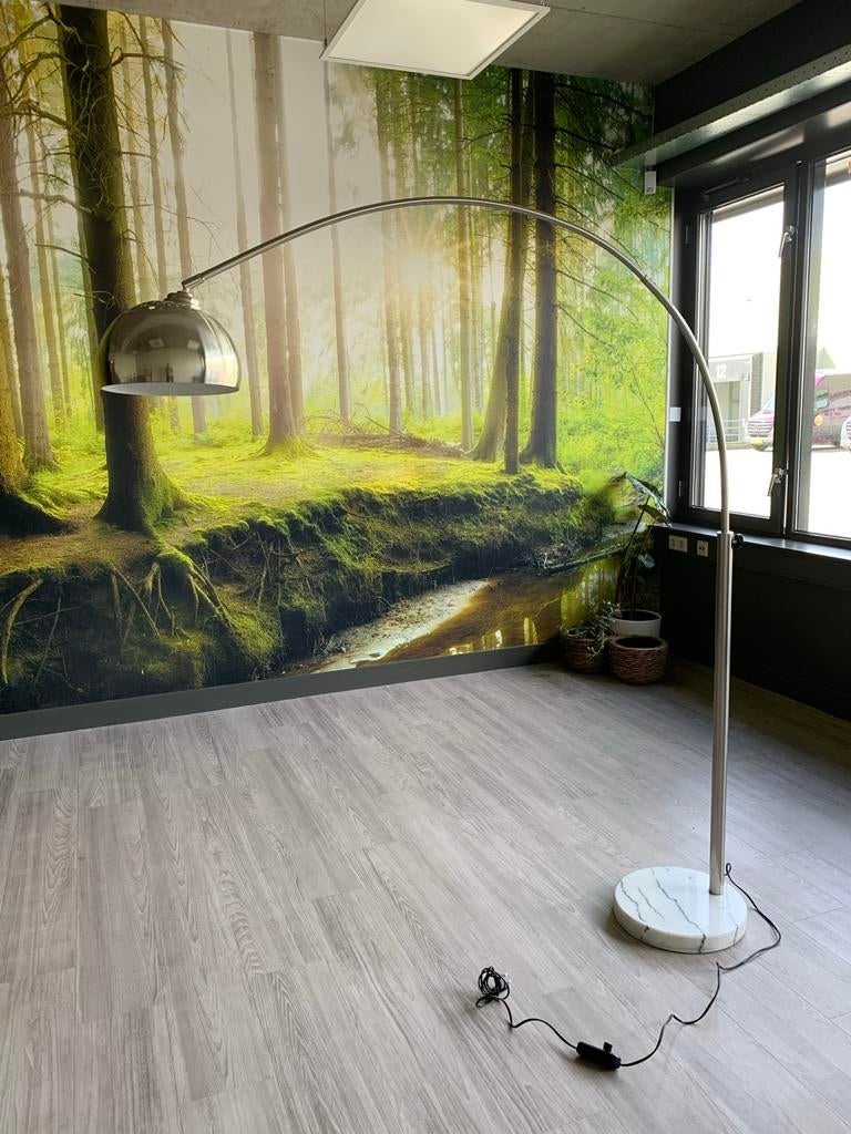 Staande booglamp met marmeren voet, Ophalen, Gebruikt, Metaal, 150 tot 200 cm
