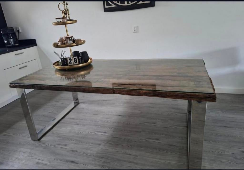 Robuuste eettafel van Rofra Home met uniek railway hout, Ophalen of Verzenden