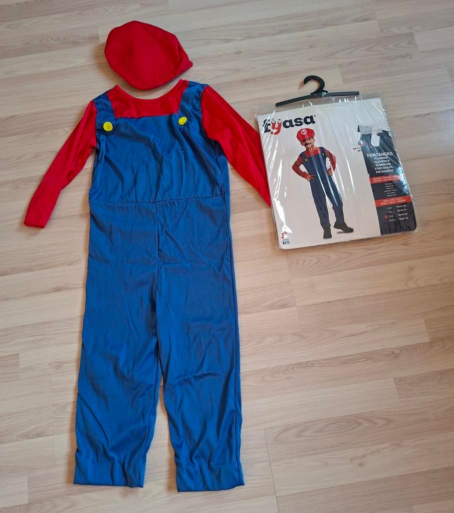 Mario kostuum voor een feestje, Ophalen of Verzenden, Zo goed als nieuw, 122 t/m 128, Jongen of Meisje