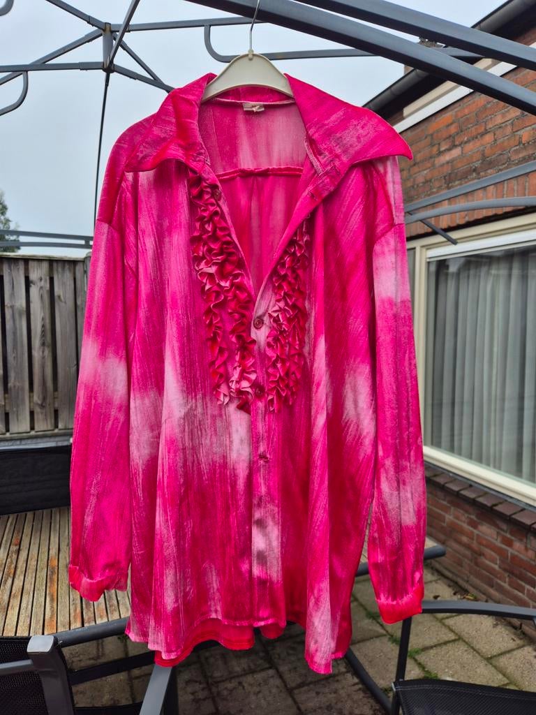 Fleurige blouse met rouches - Carnaval!, Ophalen of Verzenden, Gedragen, Maat 46/48 (XL) of groter