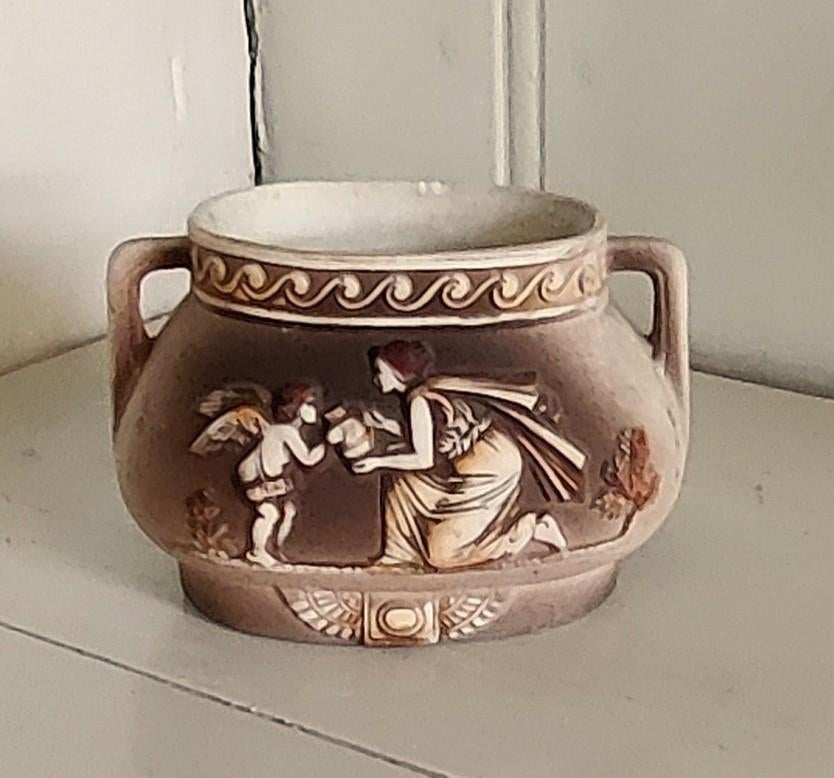 Prachtig sierbakje - bloempotje van bisquit porselein  1920, Ophalen of Verzenden